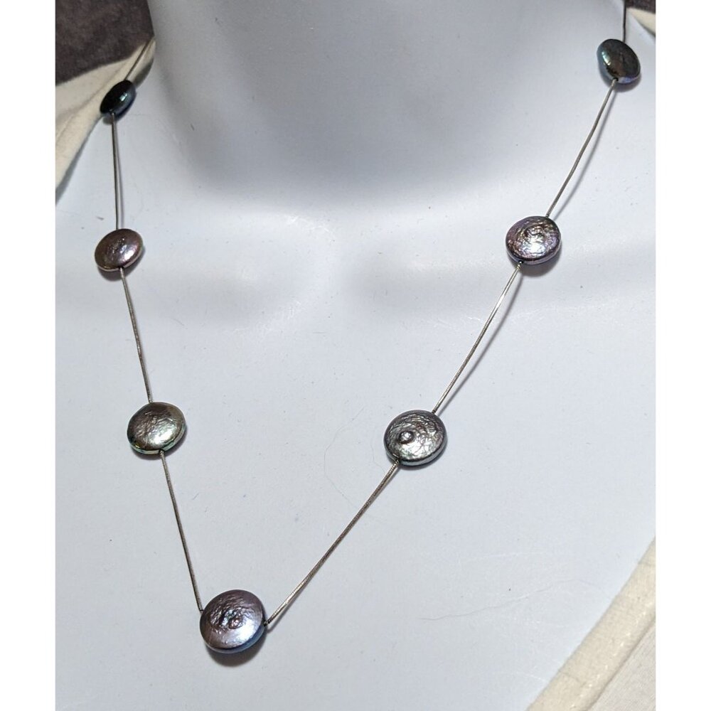 Sterling Silver Shell Beaded Necklaec - image 3